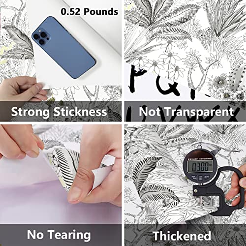 Wudnaye Floral Wallpaper Peel And Stick Wallpaper Vintage Contact Paper 17.7 Inch × 196.8 Inch Gray Flower Wallpaper Stick And Peel Removable Wallpaper For Bathroom Self Adhesive Vinyl Wallpaper #TOP3