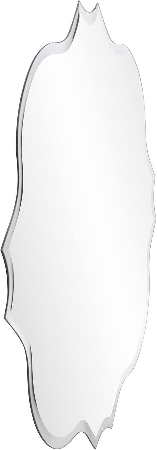 Howard Elliott Frameless Silver Square Wall Hanging Mirror, Elegant Beveled Edges Frameless Wall Hanging Mirror, Modern Accent Decorative Vanity Mirror for Bathroom, Entryway, Bedroom, 36 inch