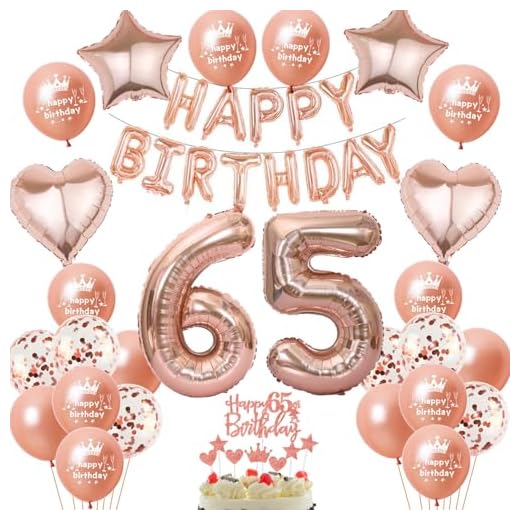 65 cumpleaños decoración mujer oro rosa 65 cumpleaños guirnalda guirnalda guirnalda globos globos 65 confeti globos números 65 años decoración cumpleaños fiesta número 65 globos