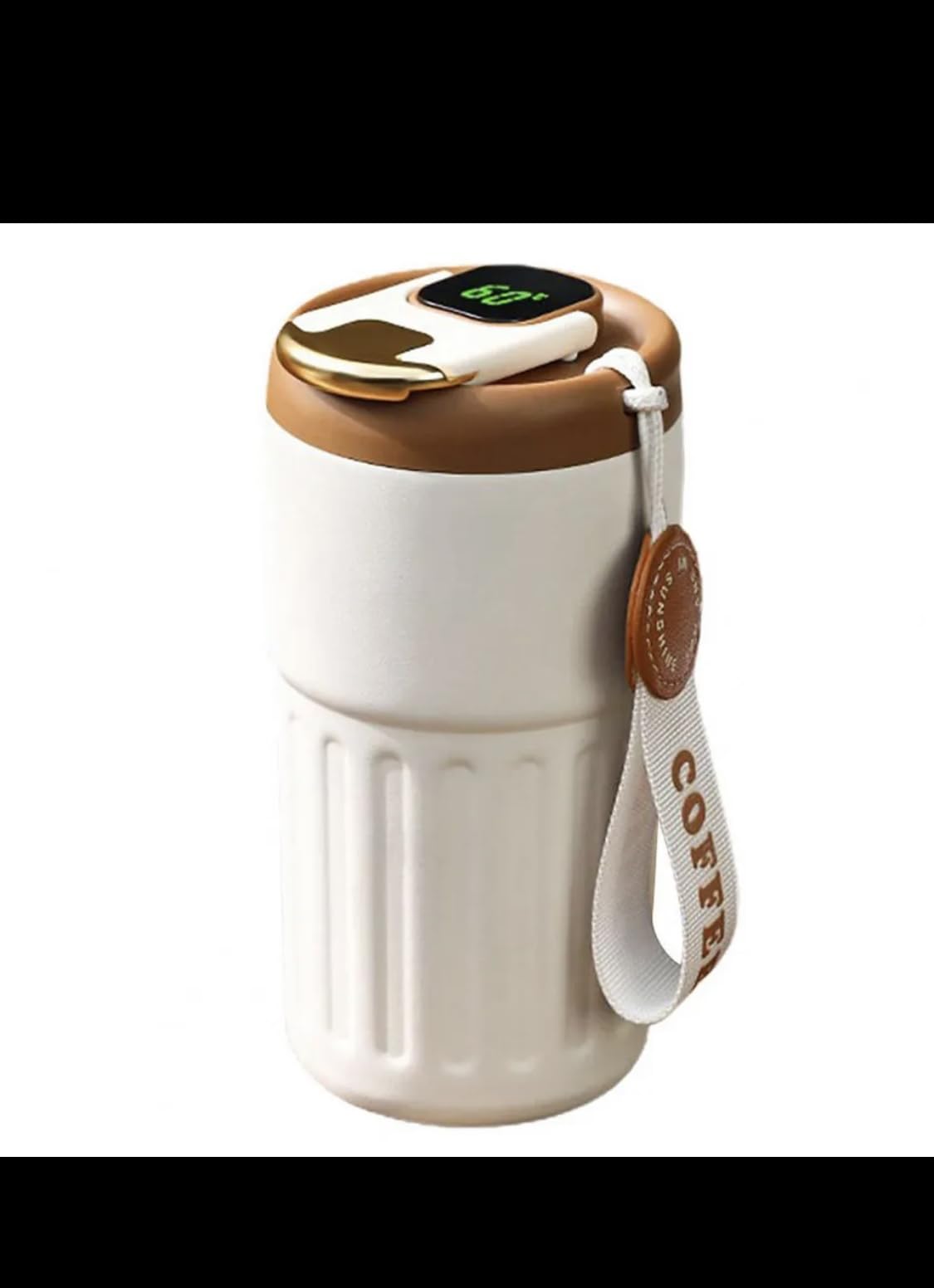 Stainless Steel Double Wall Insulated Coffee Cup with lid Smart LED Temperature Display, 450ml Capacity Great for Office, Car, Travel, Indoor, Outdoor(Brown)