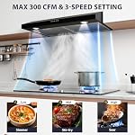 30 1 cm Ultra Slim sous le capot de portée du Cabinet, 300 CFM Hotte d'évacuation de cuisine, ventilateur d'échappement avec prise 3-Speed, LED Lumières, filtre de charbon, installation facile, fonctionnement silencieux