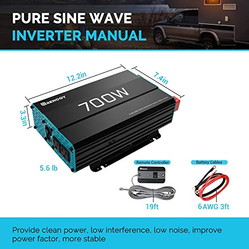 Renogy 2000W 12V Pure Sine Wave Battery Converter, ETL Listed with Built-in 5V/2.1A USB port,and AC Hardwire Port Solar Power Inverter