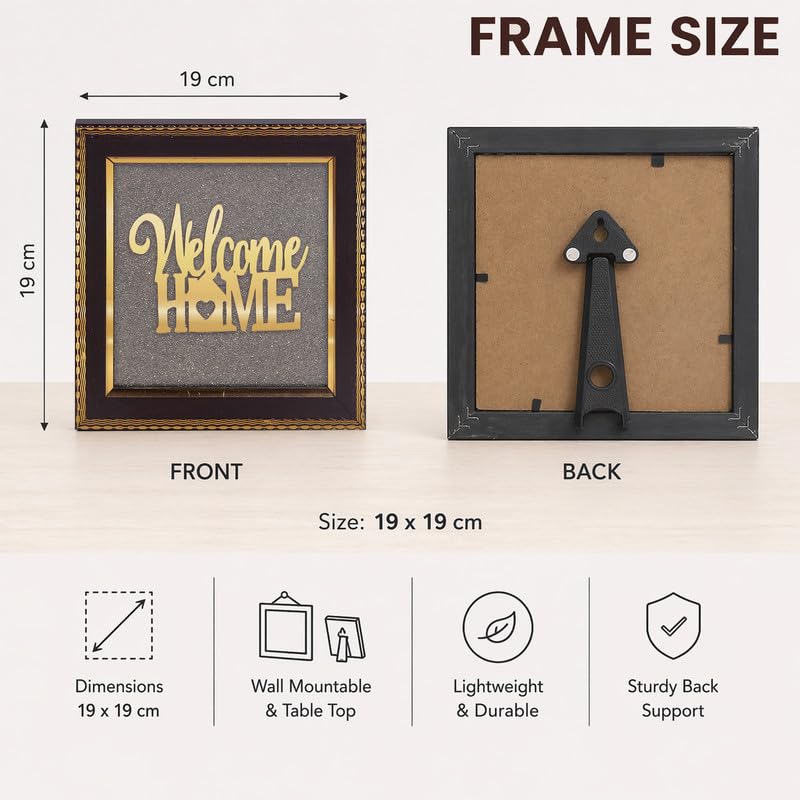 Image of Welcome Home Wall Frame Gold Finish, Decorative Entrance Wall Art for Home, Office & Housewarming Gift
