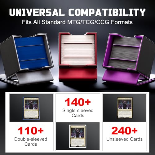 Image of Kabinka MTG Deck Box with Window, Commander Deck Box for Trading Cards, Holds 110+ Double Sleeved Cards, Fits TCG CCG EDH (Black Red)