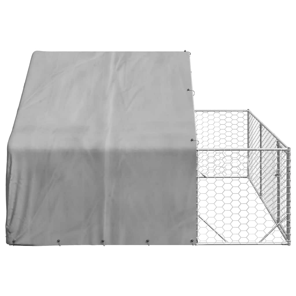 Cuccia per cani da esterno con beccuccio, 3 x 3 x 1,9 m, in acciaio zincato, resistente alle intemperie, con copertura in PE, porta richiudibile, per giardino, terrazza, spaziosa e sicura