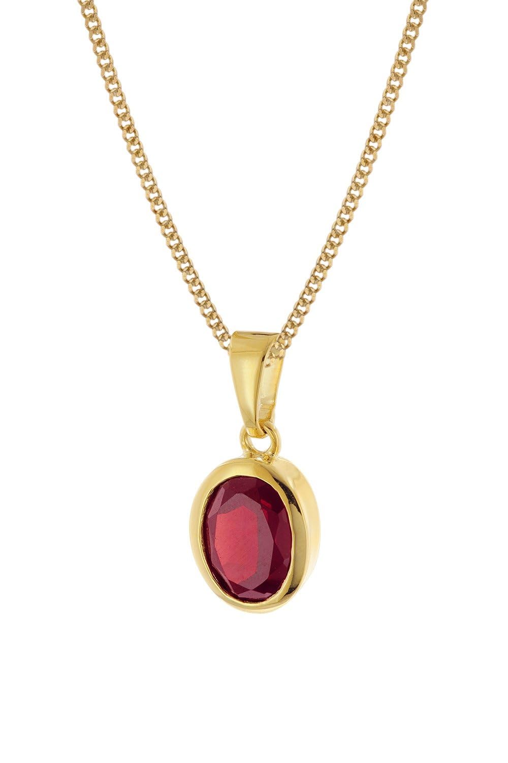 trendor Granat-Anhänger Gold 333/8K mit vergoldeter Silberkette 68402