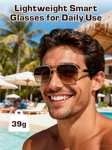 SIHUADON Bluetooth Sunglasses for Men, AI Smart Glasses with Open-Ear Speakers for Music & Calls, Blue Light Blocking UV400 Lenses Lightweight Translation Glasses for Driving, Travel & Work — view 3