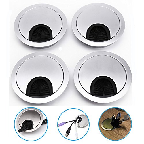 Dproptel trozos 4 Paso de Cable Cable  Cable pasaventanas Acero Inoxidable 60 Mm De Cables para organizar Escritorio Oficina Muebles