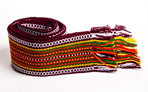 Ukrainian Hand Woven Homespun Hutsul Belt Orange Green KRAYKA for Vyshyvanka