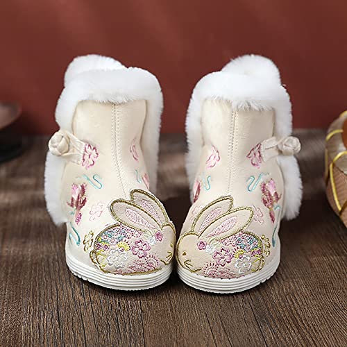 Girls Winter Boots Kids Toddler Chinese Traditional Fleece Lined Boots Cute Floral Embroidered Princess Boot Shoes3