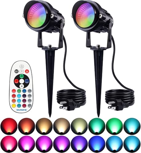 SUNVIE RGB Spot Lights Outdoor 12W LED Color Changing Landscape