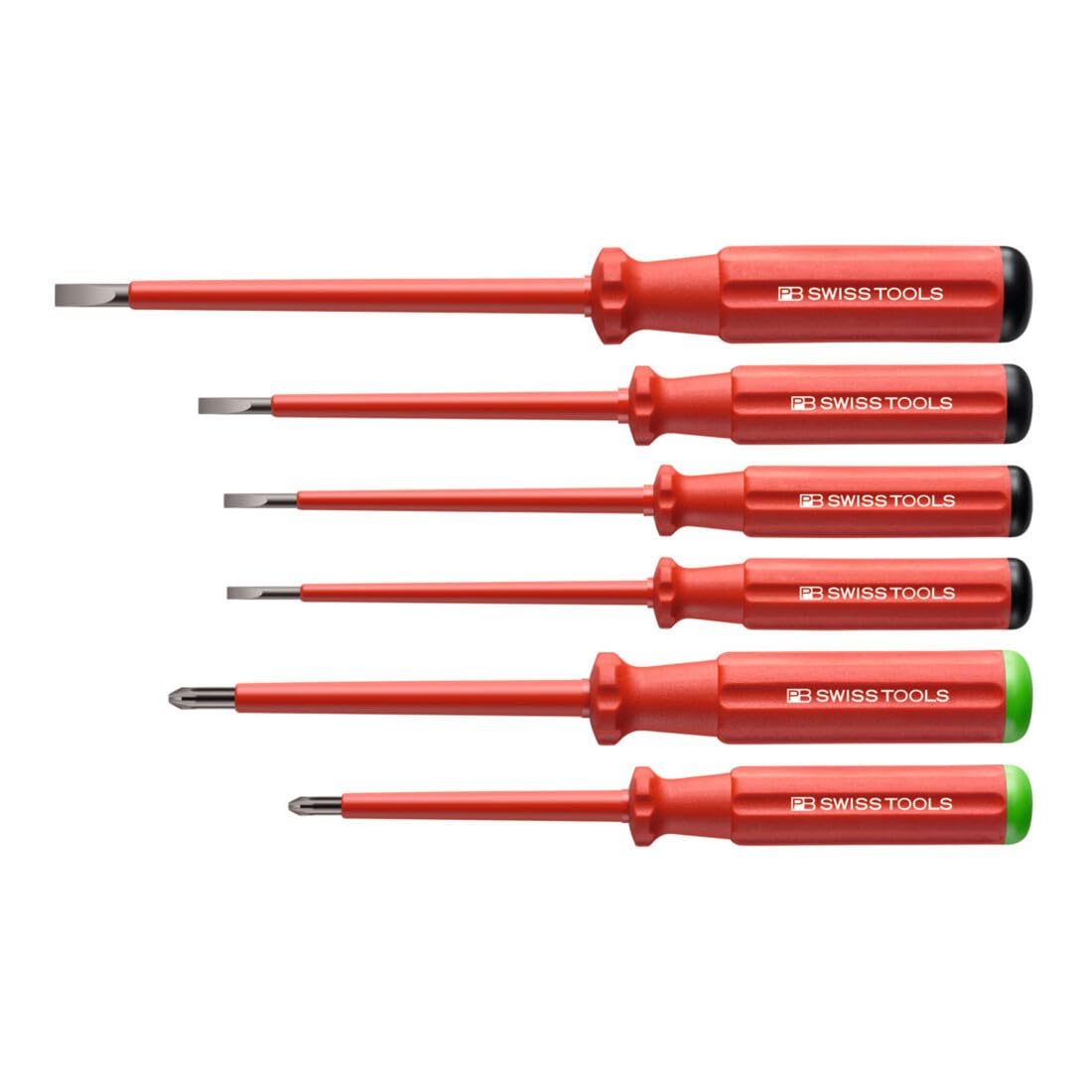PB Swiss Tools Assortiment de 6 tournevis d'électricien entièrement isolés à fente et Pozidriv