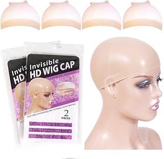 Tinashe 4pcs HD Wig Caps Transparent HD Wig Cap Stocking Cap Invisible Wig Cap Thin Nylon Cap HD Wig Cap for Lace Front Wig Accessories for Women (2Pack/4PCS)