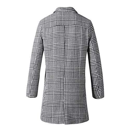 Seidarise Men's Plaid Wool Coat,Peacoat Wool Vintage Jacket Single Breasted Overcoats #TOP6