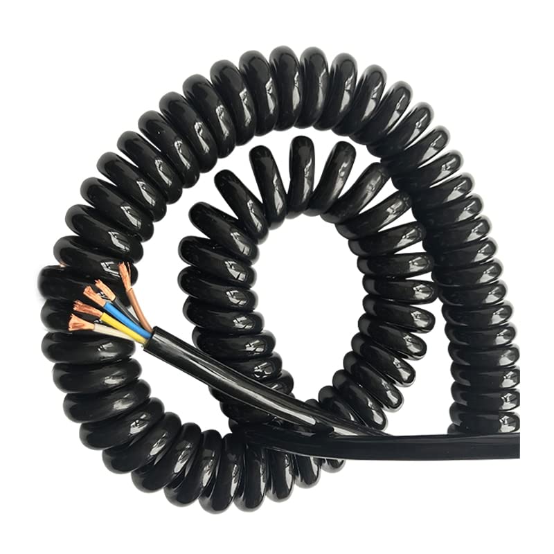 GatherTOOL 1PC PU Spring Cable Wire 5 Core 15/13 /20/18/ 17Awg Stretch 1/2/ 3/4 /5/6 /7/8 /9/10/ 11/12 /13/14/ 15Meters Spiral Telescopic Wire (Size : Stretch 1 Meter, Color : 5 cores18 AWG)