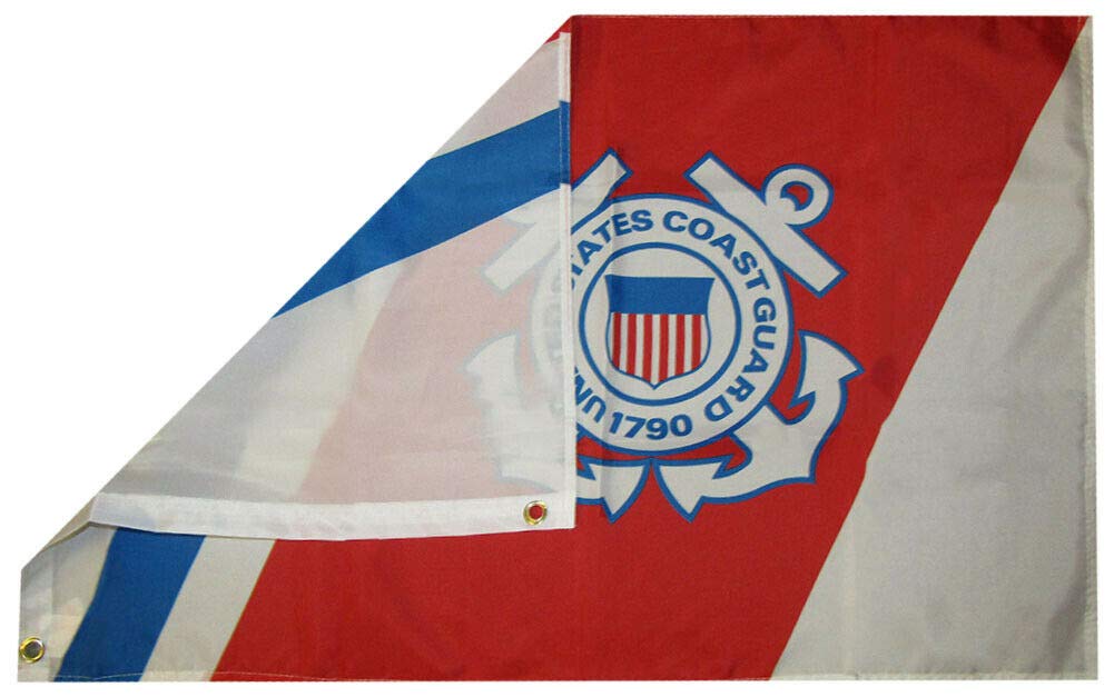 Trade Winds United States Coast Guard Racing Stripe Premium Quality Heavy Duty Fade Resistant 100D Woven Poly Nylon 3x5 3'x5' Flag Banner