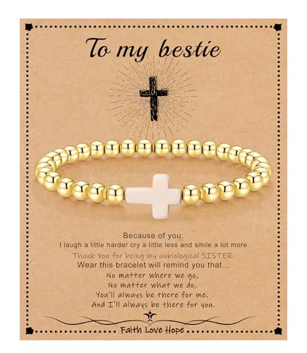 Image of Cross Bracelets for Women, Christian Gifts for Women Stocking Stuffers for Teens Cross Bracelet Imperial Nature Stone Bead Bracelet Confirmation Baptism Gift for Teen Girls Christmas Religious Gift Cathlic Faith Jewelry
