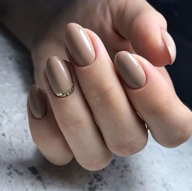 FWS Artificial fake Press On Nails Art Set (Set Of 20) Reusable Nails Extension,BridalNails,Stick-On Nails,Manicure Art Set, AcrylicNails,False Nails,DesignerNails | Nail Glue, Nail file, cuticle pusher, cleaning wipe | Glossy Brown Soild Plain Color Shape Oval-image-45
