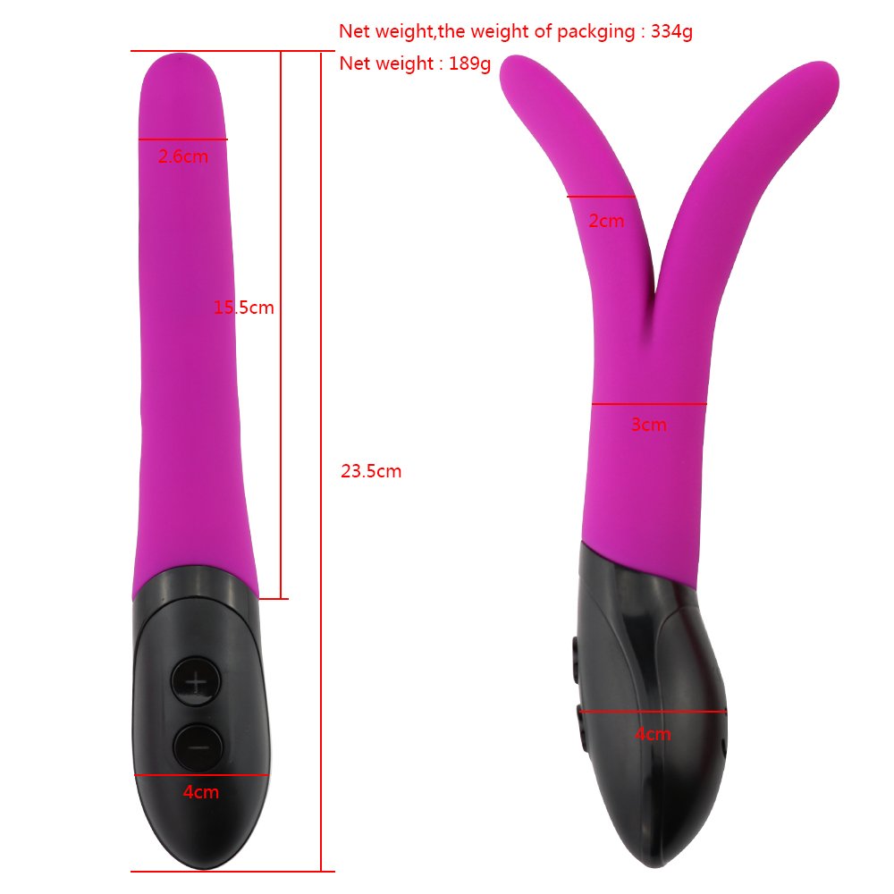 Prodotti per adulti multi-funzione di silicone clitoride G-spot vagina vibratore per le donne, silenzioso biforcuta maschio P-Enis bacchetta massaggiatore stimolare viola/rose rosso,Purple