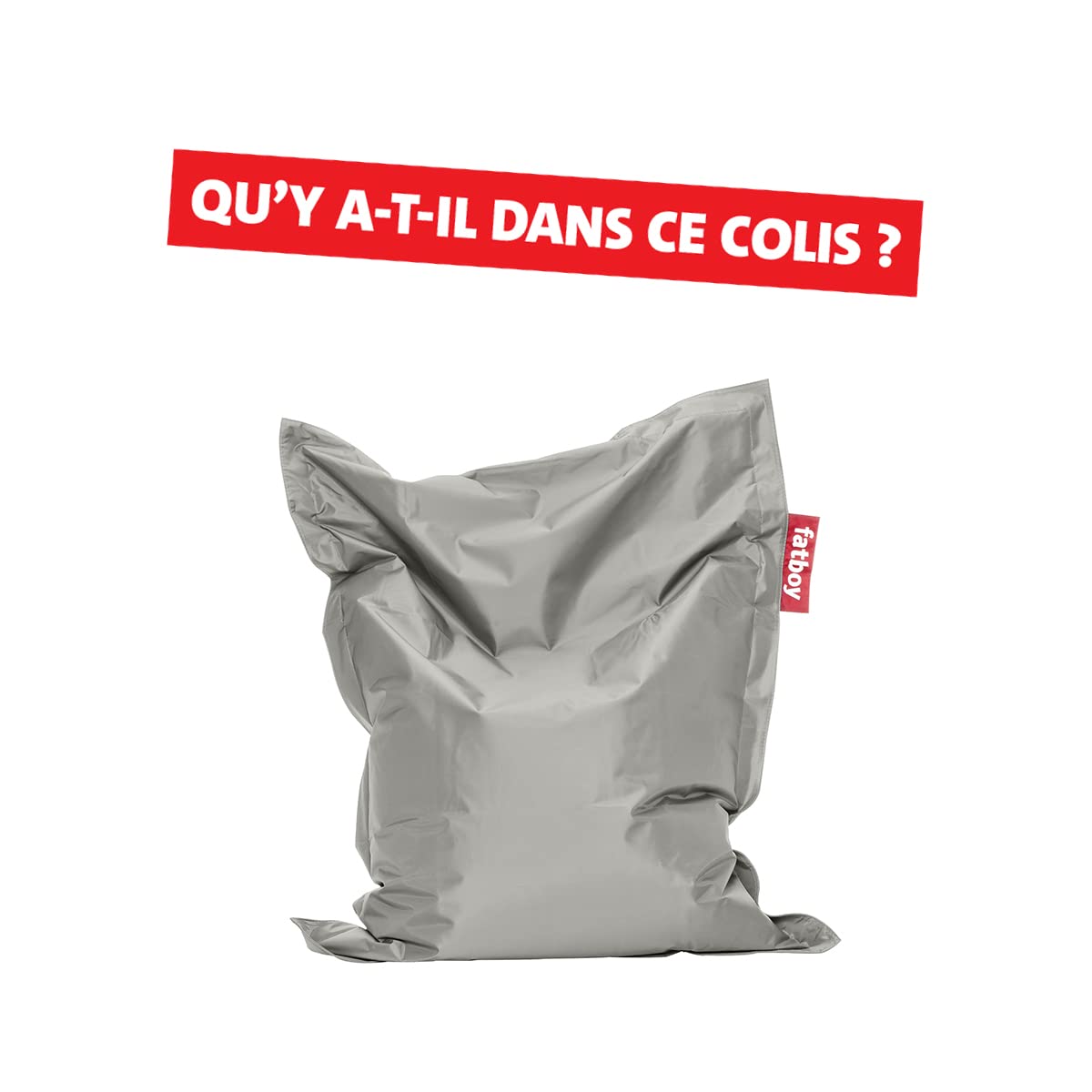 Fatboy Original Pouf Enfant - 100 x 10 cm - Argent | Fauteuil Enfant Robuste et Durable pour l'Intérieur - Fauteuil Pouf en Nylon - Bean Bag Confortable et Rechargeable