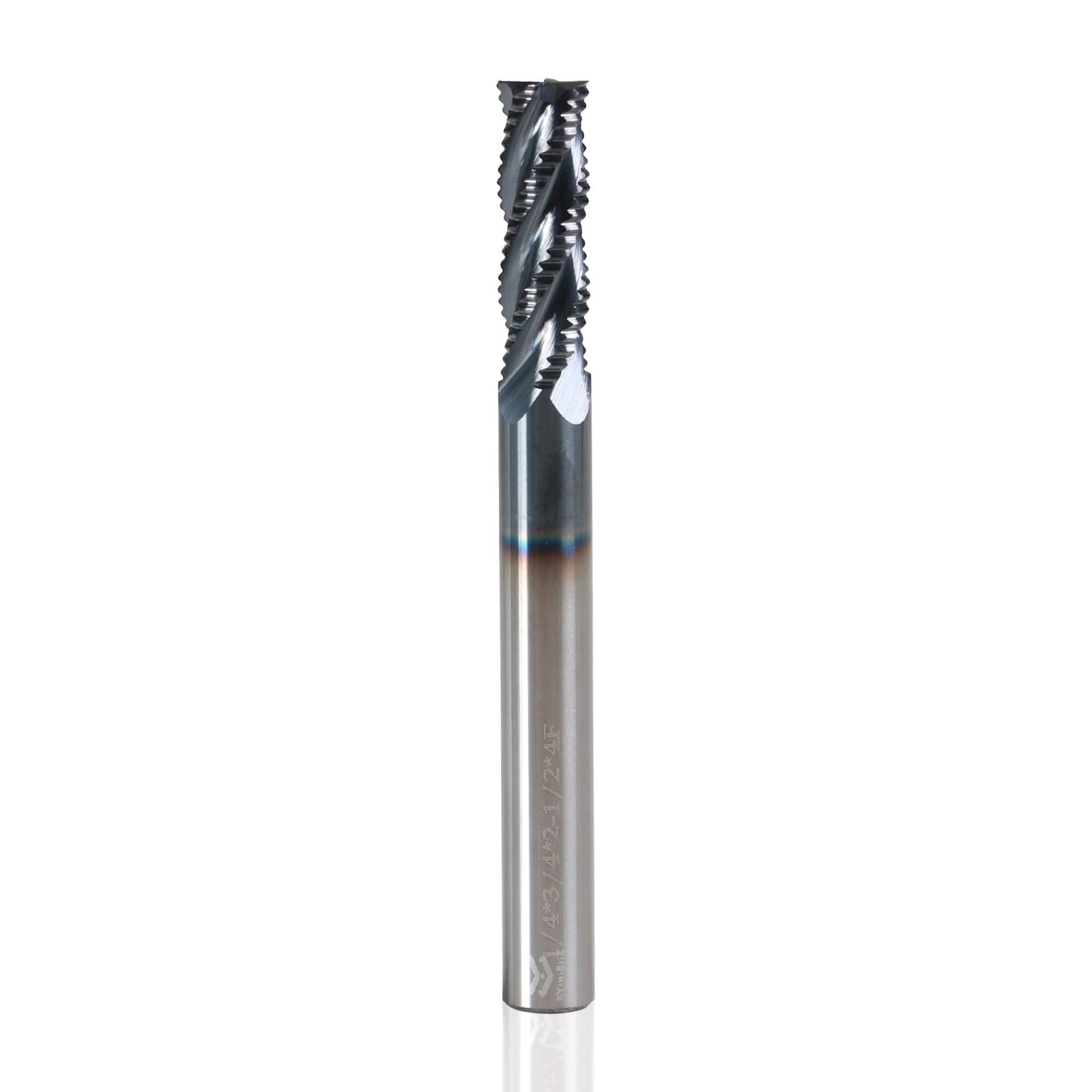 XYunEnZ 1/4" Carbide Roughing End Mill, 4 Flute, AlCrN Coated, Square End, for Alloy Steels/Hardened Steels