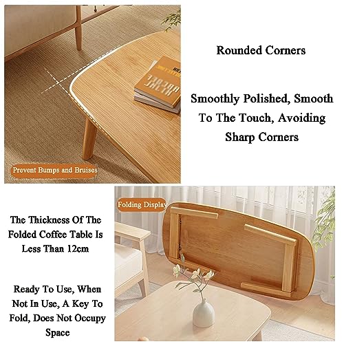 Table basse pliable double usage bois massif solide et compacte 80x55x45 cm - 8