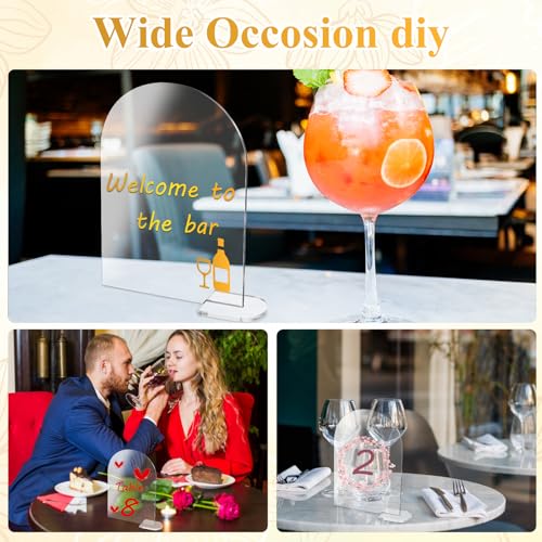 IANFAN 30 Sets Blank Clear Arch Acrylic Sign With Stand, 4x6 Inch Arched Round Top Acrylic Sheet, DIY Arch Table Numbers for Wedding Reception Event Party Restaurant Centerpieces Decor