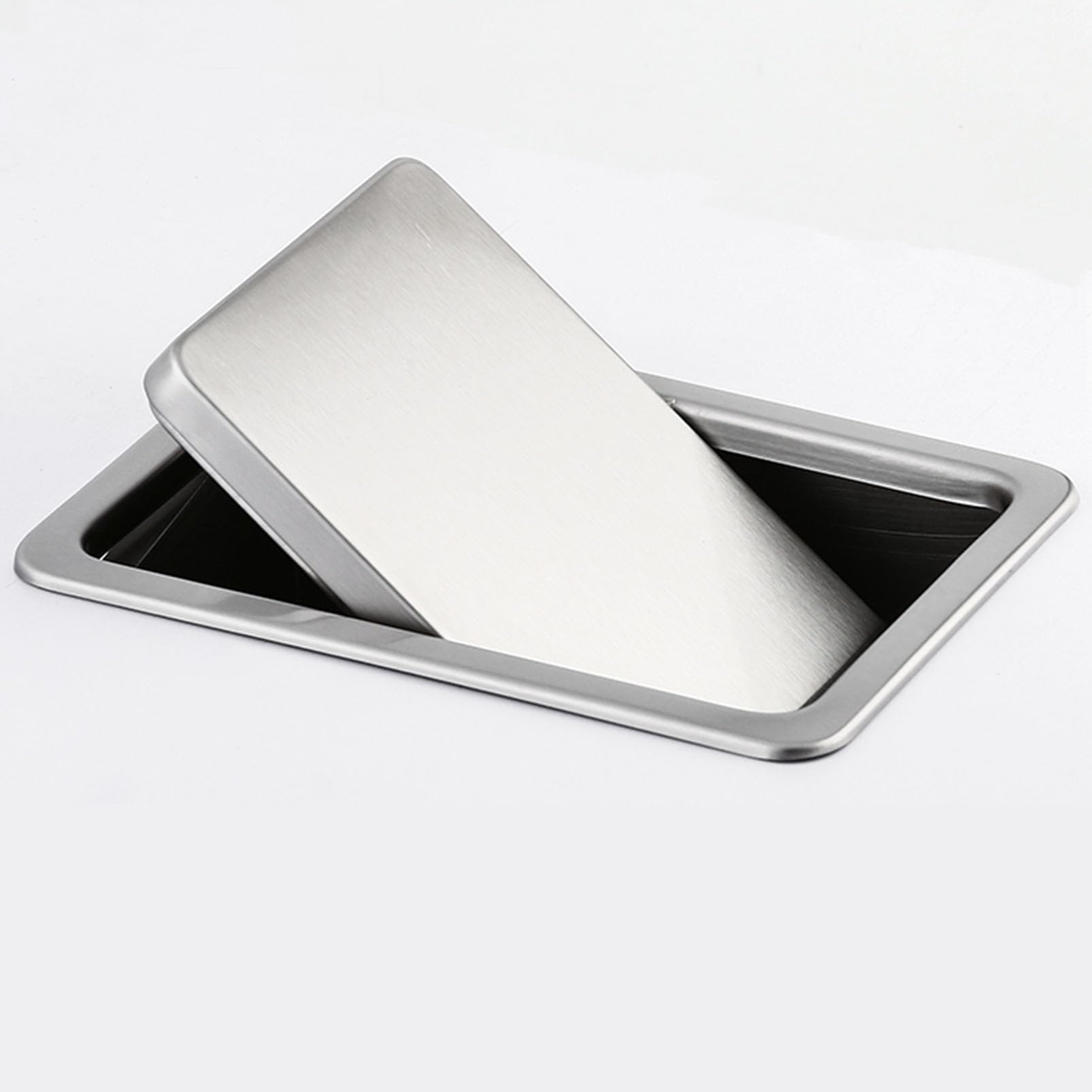 Swing Flap Cover, Recessed Counter Top Cover Trash Bin Built in Flap,Stainless Steel Kitchen Garbage Can Grommet Lid