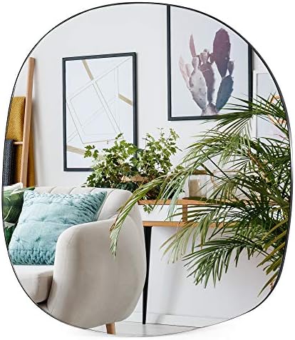 EDGEWOOD Asymmetrical Accent Wall Mounted Irregular Oval Mirror Decor for Living Room Bedroom Entryway, Small Size 19.7 x 20.5 Inches