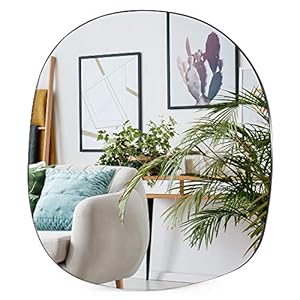 EDGEWOOD Asymmetrical Accent Wall Mounted Irregular Oval Mirror Decor for Living Room Bedroom Entryway, Small Size 19.7 x 20.5 Inches
