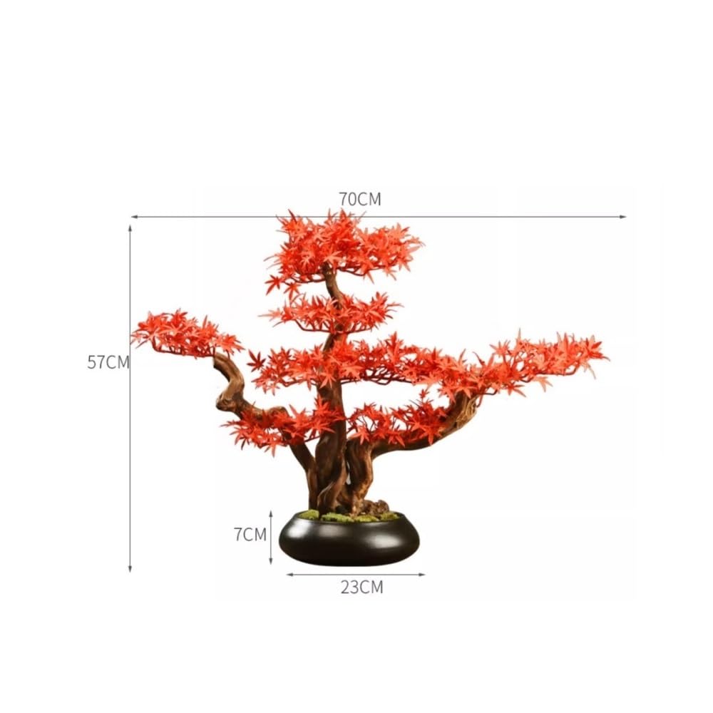 Albero Bonsai, Bonsai artificiale con vaso in ceramica, piante decorative di acero rosso finto for soggiorno, ufficio, sala da tè