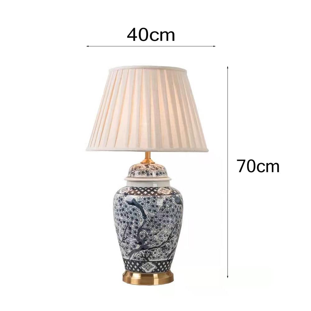 Lampy Stołowe, Ręcznie Malowana, Szkliwiona Ceramiczna Lampa Stołowa, Antyczne Mosiężne Lampy Stołowe, Lampka Nocna Na Biurko Z Lnianym Kloszem, Nowoczesna Ceramiczna Lam