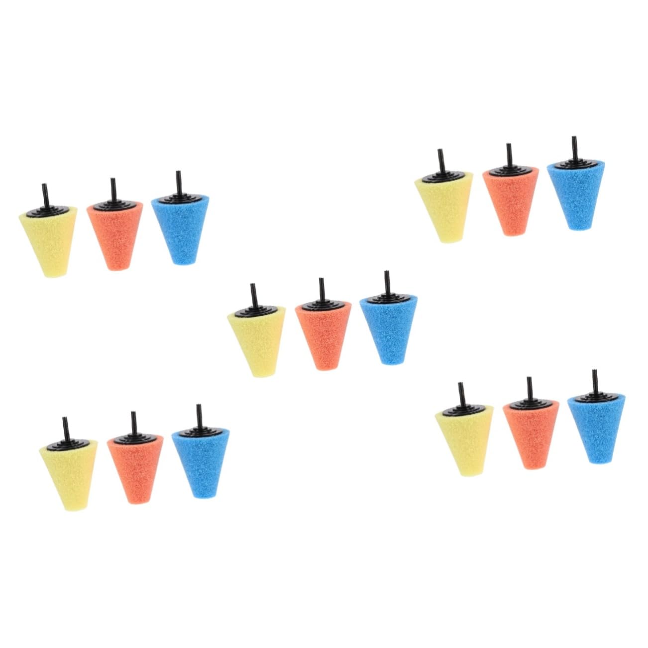 5sets Auto Wheel Polishing Sponge Cone Durable Buffing Pads for Drill for Hard to Reach Areas Cone Shaped Design for Wheels for Waxing and Polishing 3pcs*5