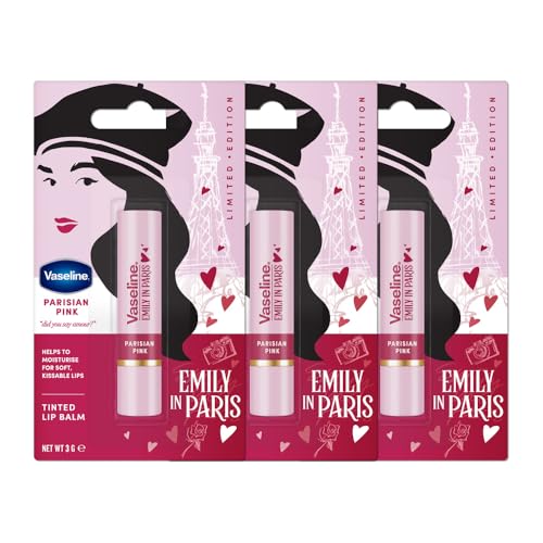 Image of Vaseline Parisian Pink Emily in Paris Limited Edition Pink Tinted Lip Balm Stick 3g (Pack of 3)