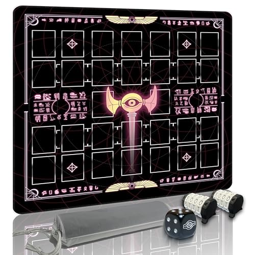 for Yugioh Playmat - Compatible with Yu-Gi-Oh, TCG Playmat - Free Counters & Storage Bag, Dual Player Master Rule Duel Zones, Extra Large 2-Player...
