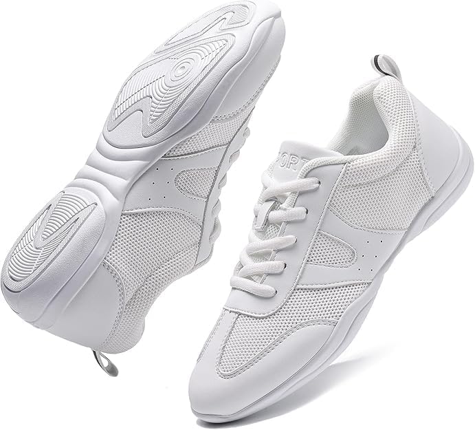 White Cheer Shoes Girls Womens Cheerleading Shoes Breathable Fabric Lightweight Comfortable Youth Kids Cheer Sneakers Size - Image 2