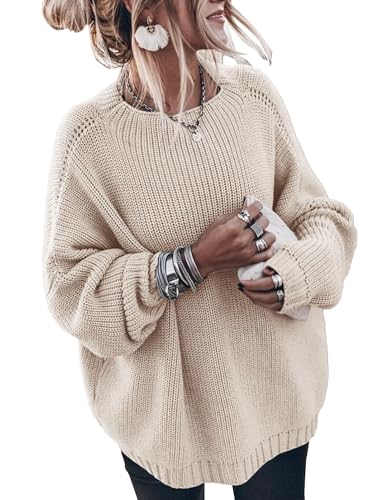 Image of Womens Oversized Sweaters Loose Solid Casual Long Sleeve Mock Neck Knitted Jumper Tops