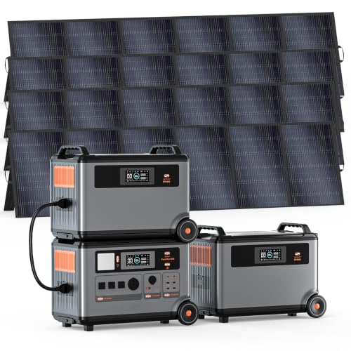 Image of PowerMax 6000 Solar Generator, 120 /240V Split Phase Voltage 6000W AC Outlets (9000W Peak), 3600Wh Power Station Expandable to 57.6kWh, Emergency for Home (PowerMax 6000(10.8kWh)+3x400W)