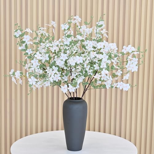 2PC 37" Artificial White Flowers for All - Season Indoor Decoration, Faux Long Stem Artificial Flowers for Wedding, Home, Office, Bedroom, Party Table Centerpieces Décor