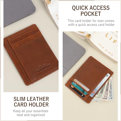 Ultra Slim Leather Wallet Just 0.12 Thick, 6 Card Slots, RFID Blocking, Soft, Durable, Minimalist Genuine Leather, Credit Card Holder for Men & Women Great Gift2