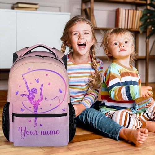 Personalized Gymnastics School Backpack for Girls - 17 Inch Light Colorful Backpacks for Kids 8-10 Years - Lightweight Cute Bookbag for Elementary3