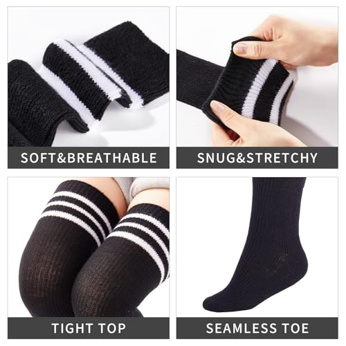 Abodhu Womens Thigh High Socks, Over Knee Socks for Women, Striped Knit Long Tall Stockings, Cosplay Casual Socks…4
