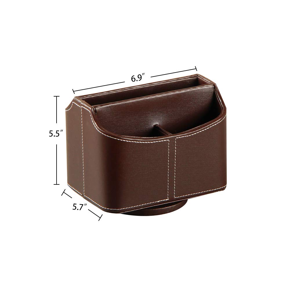 Soporte para mando a distancia de piel sintética con rotación de 360 grados, Multifunción organizador ,caja de almacenamiento para dispositivos multimedia, papelería, soporte de TV