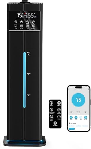 Humidificador inteligente de niebla fría de 9L2.4 galones, humidificador silencioso de llenado superior, cubre 550 pies cuadrados, aplicación y