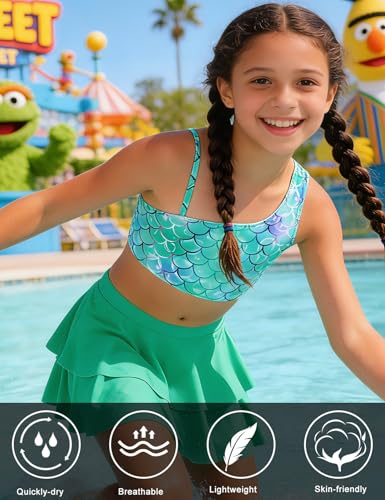 Image of RAISEVERN Girls Swimsuit 3 Piece Bathing Suits Cute Swimwear for 5-12 Years