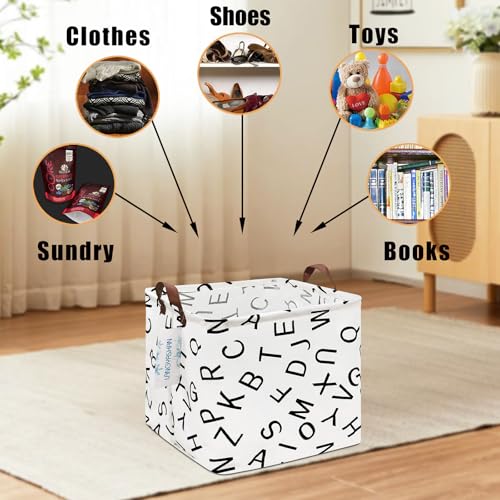 Image of Square Storage Baskets Children Shelves Gift Toy Organizer Room Alphabet | Laundry Hamper Collapse Canvas with Handles for Organizing Home Kitchen Children Toys Office Closet Shelf