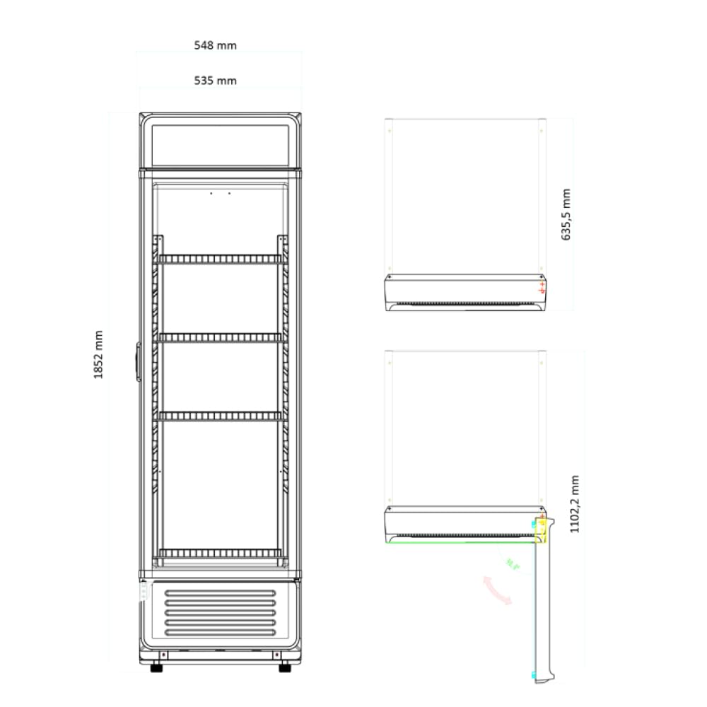 Aspes Frigorifero nero ARH1855500ENF, capacità 295 litri, larghezza 54 cm, altezza 185 cm, ventilato, motore universale, 55 dB, livello sonoro, luce LED, porta in vetro, apertura a manopola, classe E