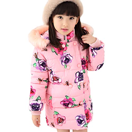 Preisvergleich Produktbild LSERVER Mädchen Wintermantel Kinder Baumwolljacke dicken Mantel Mittlere Länge, Rosa, 98(Fabrikgröße: 110)