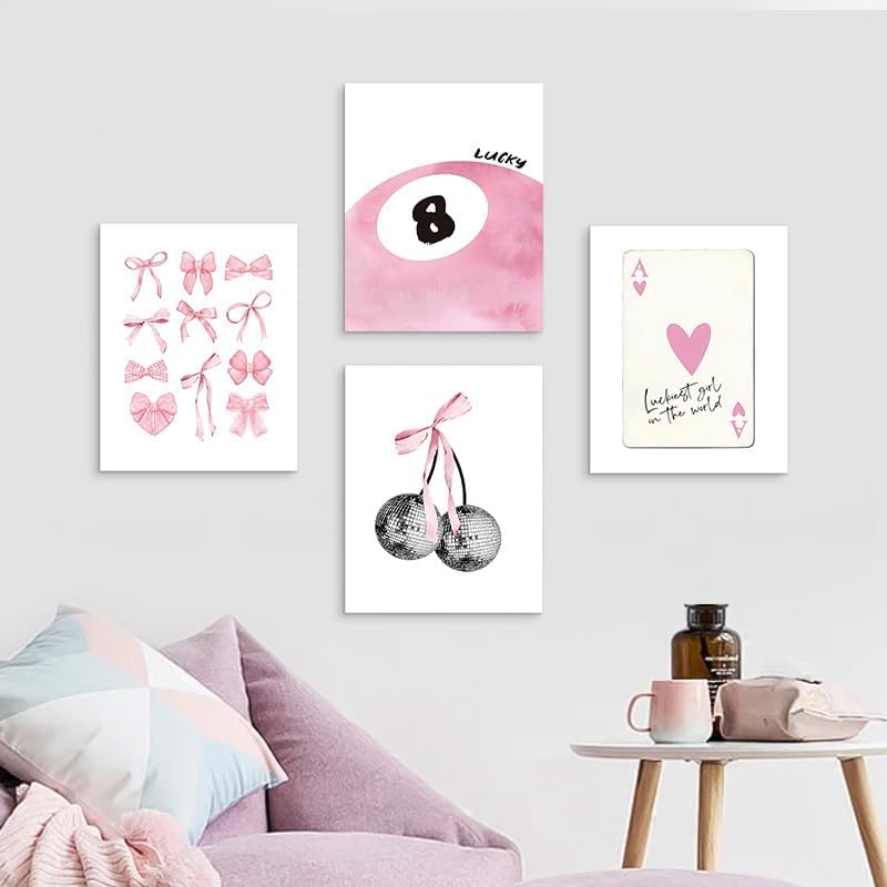 Kepuarm 4Pcs Framed Preppy Wall Decor Art, Coquette Room Decor, Preppy Room Decor - Image 4