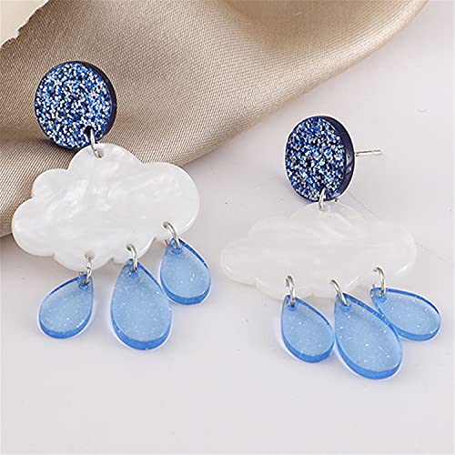 Unique Lightweight Cute Creative Clouds Water Droplets Dangle Drop Earrings Acrylic Weather Raindrops Stud Earrings for Women Statement Jewelry Gifts3